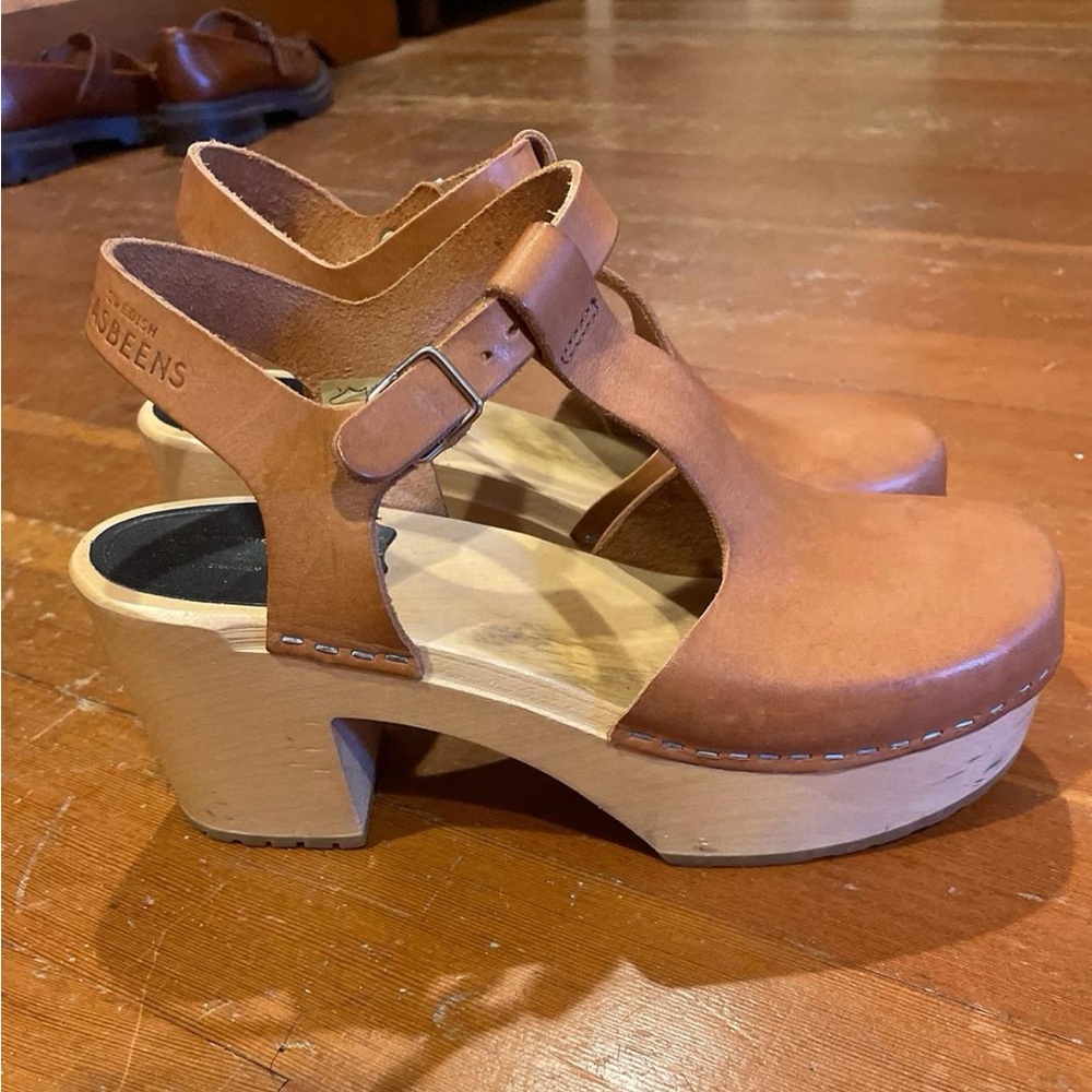 Swedish Hasbeens Platform Heels Size 39 Brown Leather